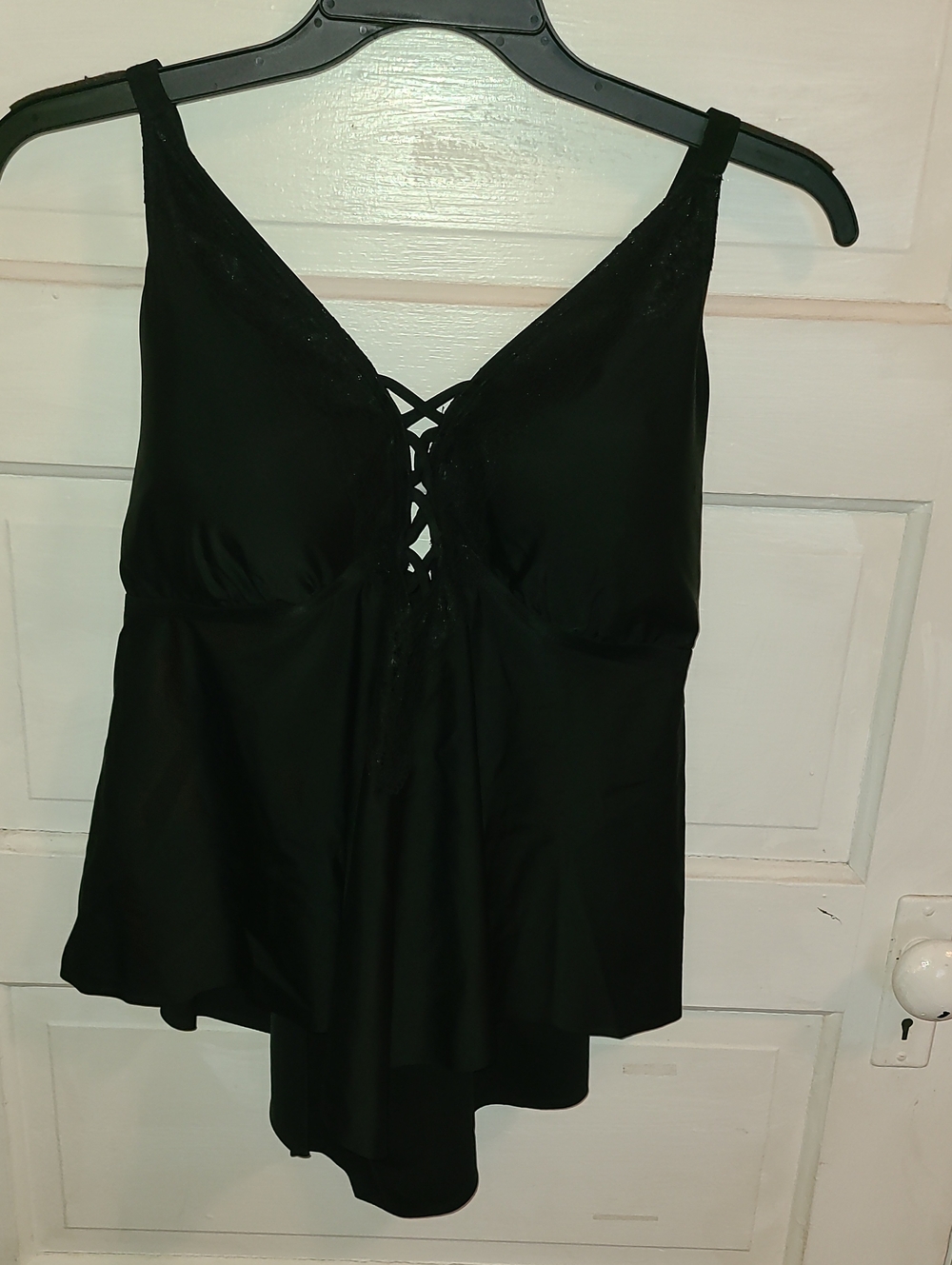 torrid Black Lace-Up Tankini Swim Top